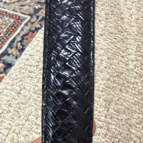 Vintage Brighton Belt S28 B4303 Embossed basket weave black leather - Picture 9 of 9